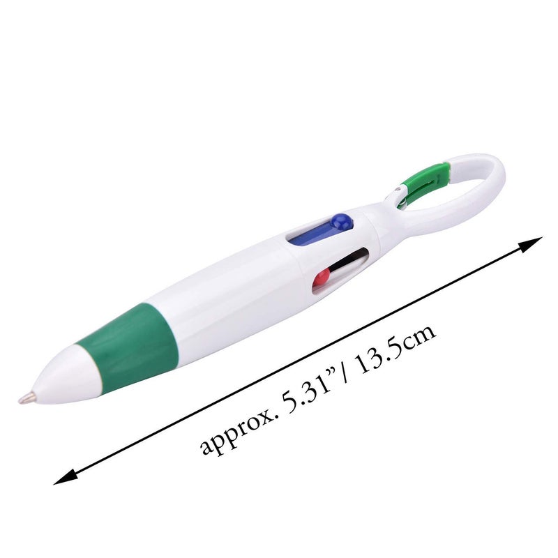 Onwon 6 Pieces Retractable Shuttle Pens 4 Neon Color in One Ballpoint Pen with Buckle Clip on Top Multi-Color Carabiner Keychain for Office School Supplies Gift (6 Pcs) - Image 2